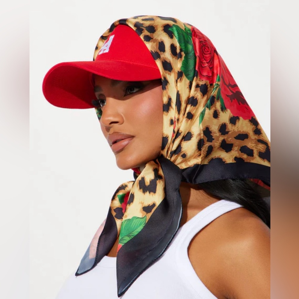 Leopard Print and Red Cap Women’s Scarf